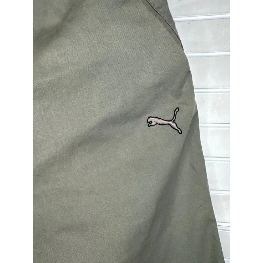 Puma Shorts Men’s 32 Dark Army Green Golf Bermuda Team Khaki Zip Pockets